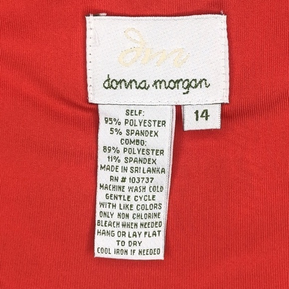 DONNA Morgan Ladies Dress Orange Print, Size 14 . NWT - Picture 5 of 9